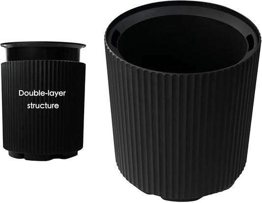 Kozyard Round Planter 16’’H Plant Pots for Indoor Outdoor Porch, Patio, Backyard Planters with Water Reservoir Modern Décor for Tall Plants, Flowers (16inch/Black)