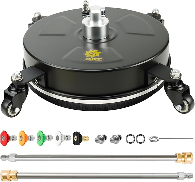 JANZ Pressure Washer Surface Cleaner with 4 Wheels,Ideal for Driveways,Sidewalks,Patios,Decks Cleaning (14 Inch Black)