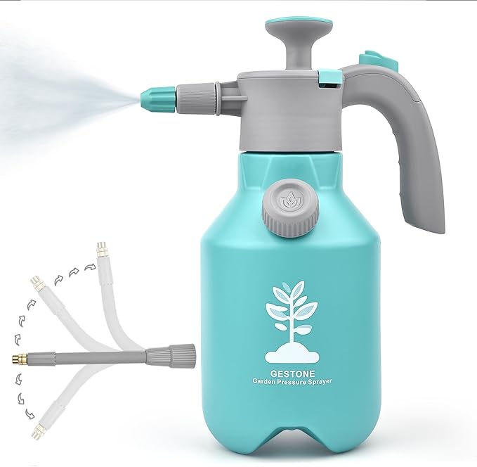 Garden Hand Pump Sprayer 1/2 Gallon Pump,68 Oz Handheld Pressure Sprayer with Safety Valve,Adjustable Nozzle,360° Extended Spray Rod,Ideal for Plants Watering,Fertilizing,Cleaning (68ounce,2L)