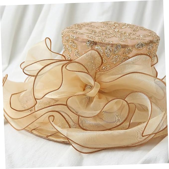 Toyvian Khaki Bloomy Sun Hat with Wide Brim for Women Lightweight Floppy Beach and Garden Hat Comfortable Summer Sun Protection for Vacation Hiking and Outdoor Parties