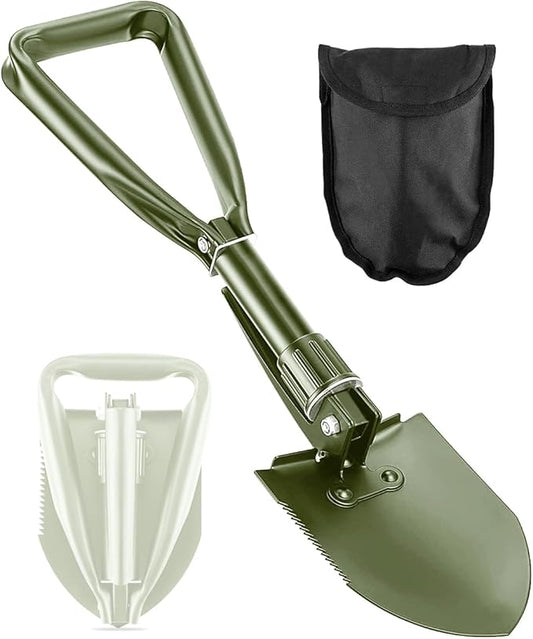 Digging Shovel - 24'' Lightweight Folding Shovel High Carbon Steel Portable Digging Trowels for Outdoor Camping Backpacking Hiking Car EmergencHome Garden (Olive)