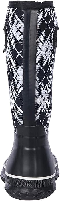 WTW Mid Calf Rain Boots for Women - Waterproof Insulated Neoprene Mud Boots Outdoor Hunting Garden Boots