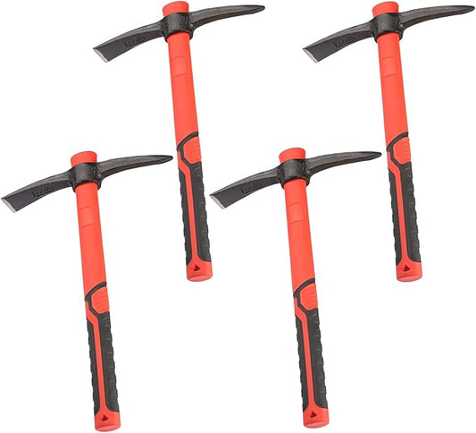 4 PCS 15 Inch Pick Mattock Hoe, Forged Weeding Garden Pick Axe with Fiberglass Handle, Pick Mattock Hoe for Loosening Soil, Gardening, Camping, by GENHAKON.