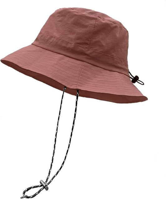 woogwin Waterproof Bucket Rain Hat with Chin Strap Quick Dry Packable Boonie Sun Hat Safari Hat UV Protection