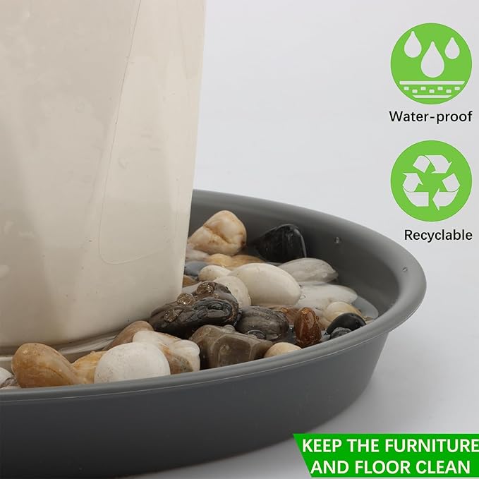 TITE Plant Saucer Heavy Large Planter Durable Thicker Plastic Plant Trays for Indoors and Outdoor,Plant Saucer Drip Trays (Grey, 14 inch)