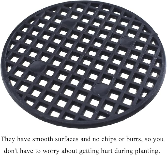 HAHIYO 50PCs 2.2Inch/5.5Cm Black Round PP Plastic Flower Pot Hole Mesh Pad Bottom Grid Mat Bonsai Drainage mesh Hole Screens Gasket Prevent Soil Loss Breathable Gasket Drainage Netting for Bonsai