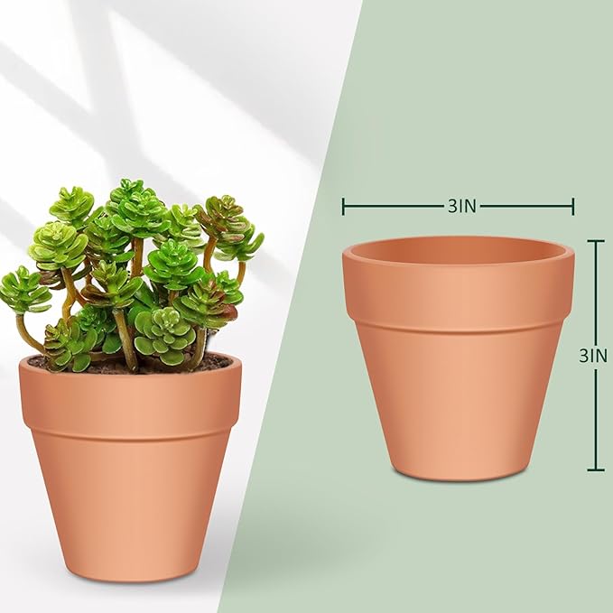 3 inch Terracotta Clay Pots, 26 Pack Clay Flower Pots with Drainage, Flower Garden, Terracotta Pots for Indoor Outdoor Plant, Crafts, Wedding Favor