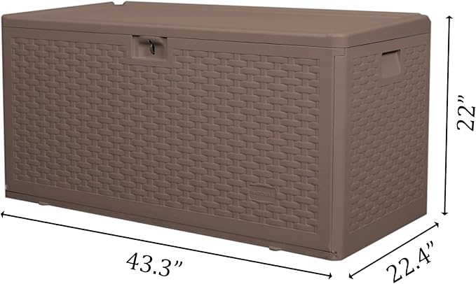 TARKARI Premium Pro Edition 73 Gallon Lockable Resin Deck Box, Waterproof & UV-Resistant Outdoor Storage Box for Outdoor Cushion Storage, Garden Tools & Pool Accessories Storage, Brown