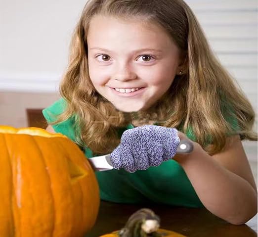 2 Pairs Cut Resistant Gloves for Kids 7-9 Years, Level 5 Protection Cutting Gloves Food Grade for Cooking, Whittling, Wood Carving, Gardening and DIY(Violet-XXS)