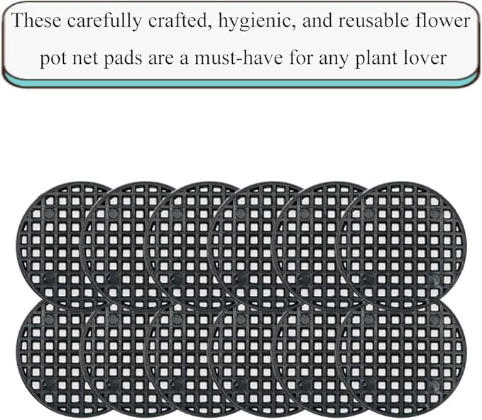 HAHIYO 50PCs 1.8Inch/4.5cm Black Round PP Plastic Flower Pot Hole Mesh Pad Bottom Grid Mat Bonsai Drainage mesh Hole Screens Gasket Prevent Soil Loss Breathable Gasket Drainage Netting for Bonsai