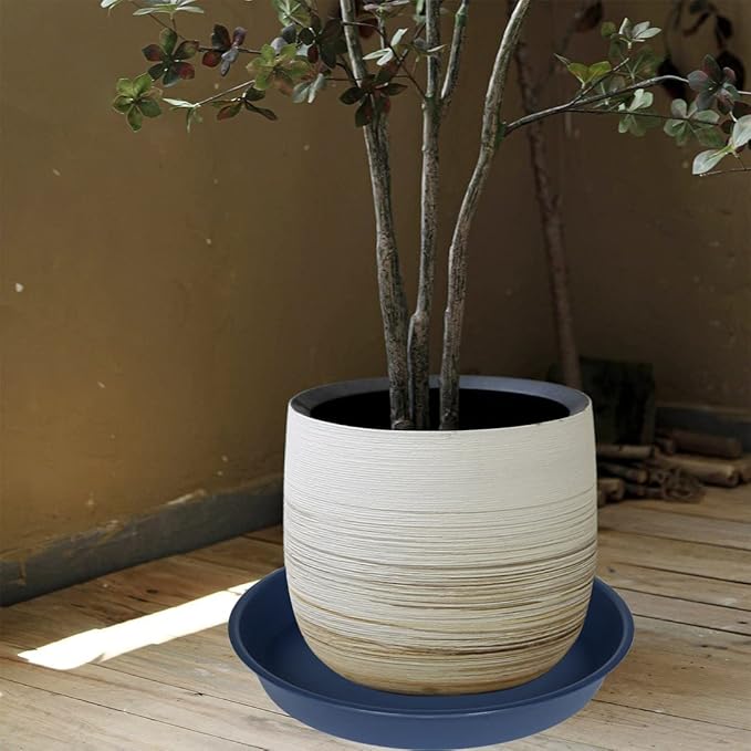 6 Pack of 12 inch Plant Saucer, Heavy Duty Plastic Plant Saucer 12" Round, Durable Plant Tray for Pots, Plant Saucers for Indoors, Plant Trays for Planter (12", Blue)