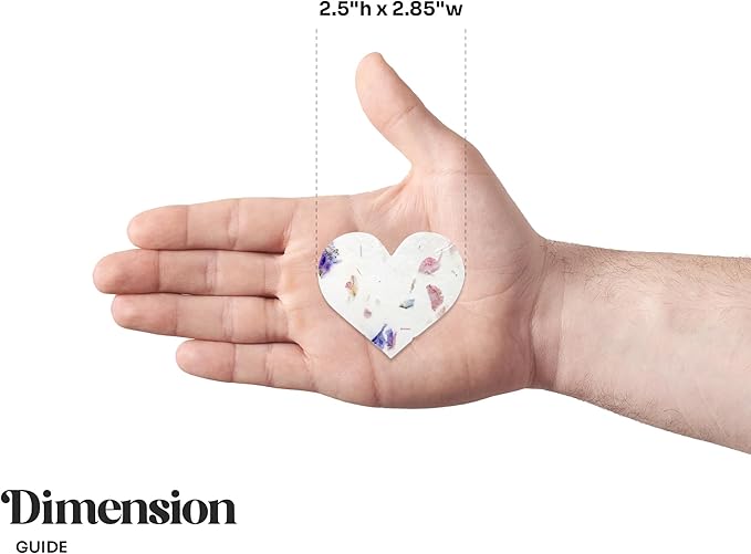 Wildflower Seed Paper - Set of 24 Mixed Heart-Shaped with Envelopes and Planting Instruction, Writable & Plantable Gift for Moms and Plant Lovers, Ideal for Wedding, Memorial, Baby Showers