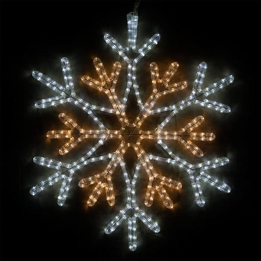 Wintergreen Lighting 28" LED Snowflake Hanging Christmas Light Decoration for Indoor Outdoor Use (36 Point Star Center Snowflake, Warm White/Cool White LED)
