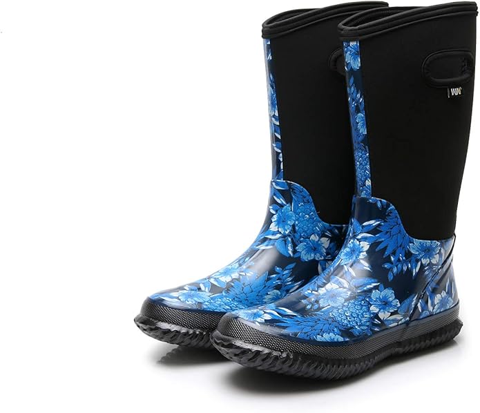 WTW Mid Calf Rain Boots for Women - Waterproof Insulated Neoprene Mud Boots Outdoor Hunting Garden Boots