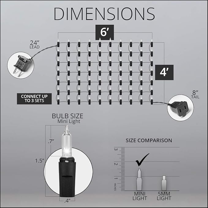 Kringle Traditions Multicolor Christmas Net Lights for Outdoor Christmas Decorations, 150 Incandescent Lights on Green Wire, 4 x 6 ft for Bushes, Hedges & Shrubs