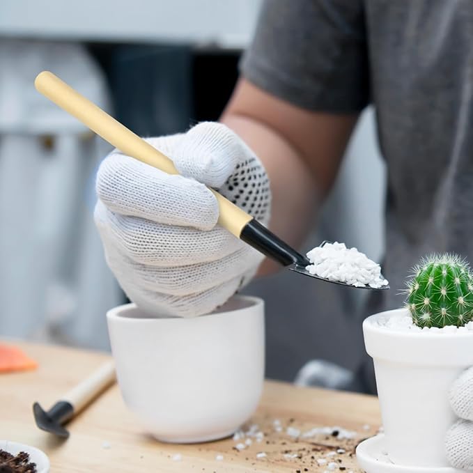 CLISPEED 6pcs Mini Gardening Tools: Hand Rake Trowel and Shovel with Wooden Handles for Bonsai Planting - Gardending Hand Tools Kit for Seedling Soil Caring Succulent