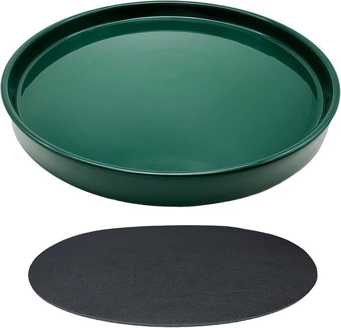 Ceramic Plant Saucer Pot Tray 10 Inch, Planter Saucers 4 5 6 7 8 9 10 11 12 13 Inch for Indoors Outdoor, Durable Sturdy Flower Drainage drip Water Tray for Glazed Pots Base (10.7 Inch-Green)