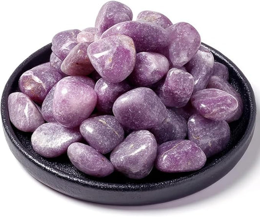 Polished Stone Set Lepidolite Crystals, 0.8" Handpicked Tumbled Gemstones Rocks, Pebbles for Reiki, Chakra, Healing, Home Decor