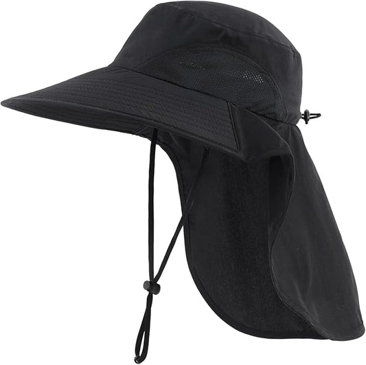 Home Prefer Outdoor UPF50+ Sun Hat Wide Brim Mesh Fishing Hat with Neck Flap