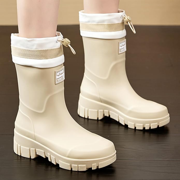 Nutropa Waterproof Mid Calf Women Rain Boots Lightweight Comfortable Wide Calf Garden Shoes