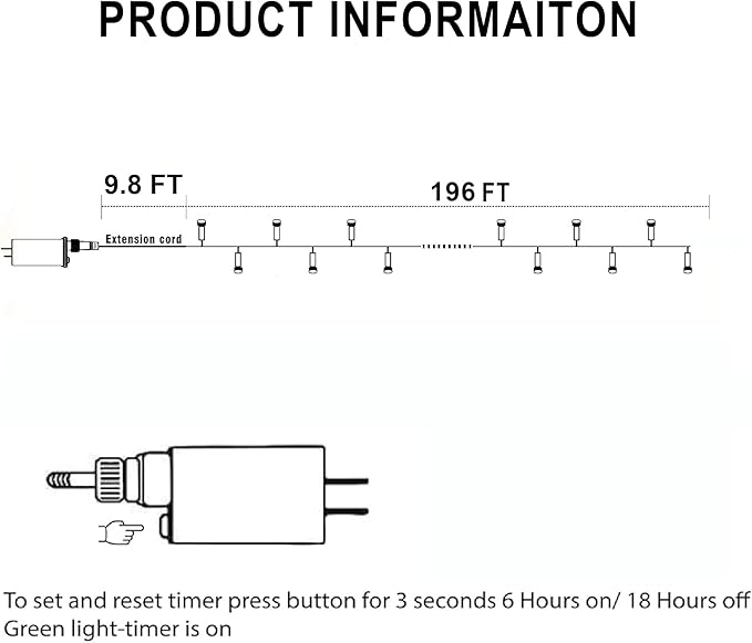 TW SHINE Christmas Lights, 600 LED 196FT Christmas String Lights Plug-in with 8 Modes Timer and Remote, Waterproof Outdoor Decorations for Bedroom Wedding Party Yard Tree Decor, Red & Green