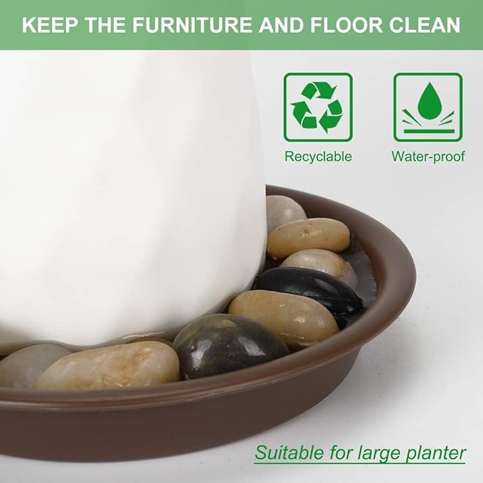 TITE Plant Saucer 16 inch,Heavy Large Planter Durable Thicker Plastic Plant Trays for Indoors and Outdoor,Plant Saucer Drip Trays,Brown (16 inch,Brown) Pack of 3