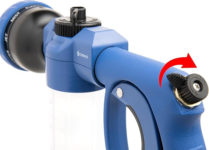 3-Pack Corvid Adjustable Nozzle with Soap Dispenser, 8-Pattern Spray Hose Nozzle for Cleaning Cars, House, and Pets - Lightweight Plastic Design