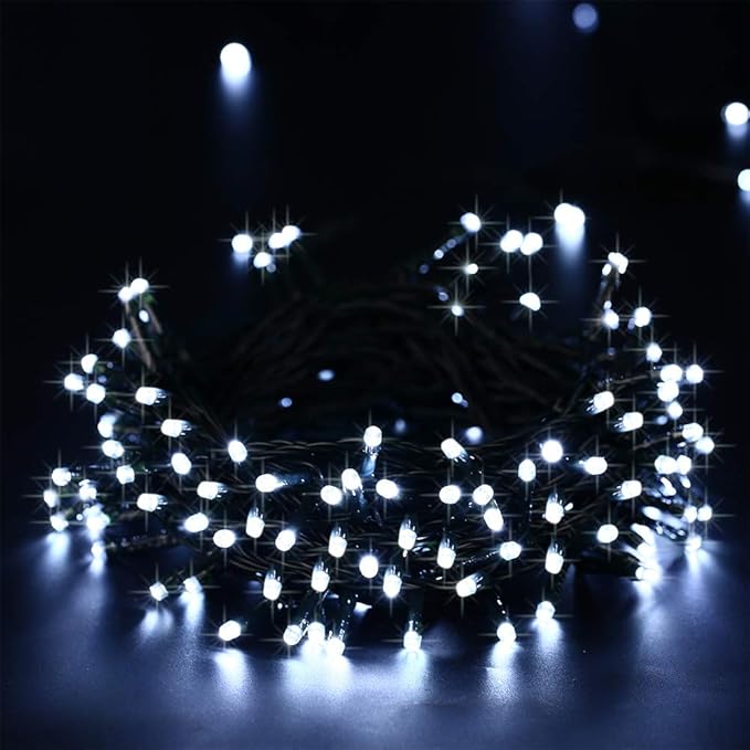 LYHOPE Christmas Lights, 200 LED 72ft 8 Modes Battery Operated Waterproof Fairy Christmas String Lights for Outdoor & Indoor, Patio, Lawn, Landscape, Garden, Wedding, Holiday (Cool White)