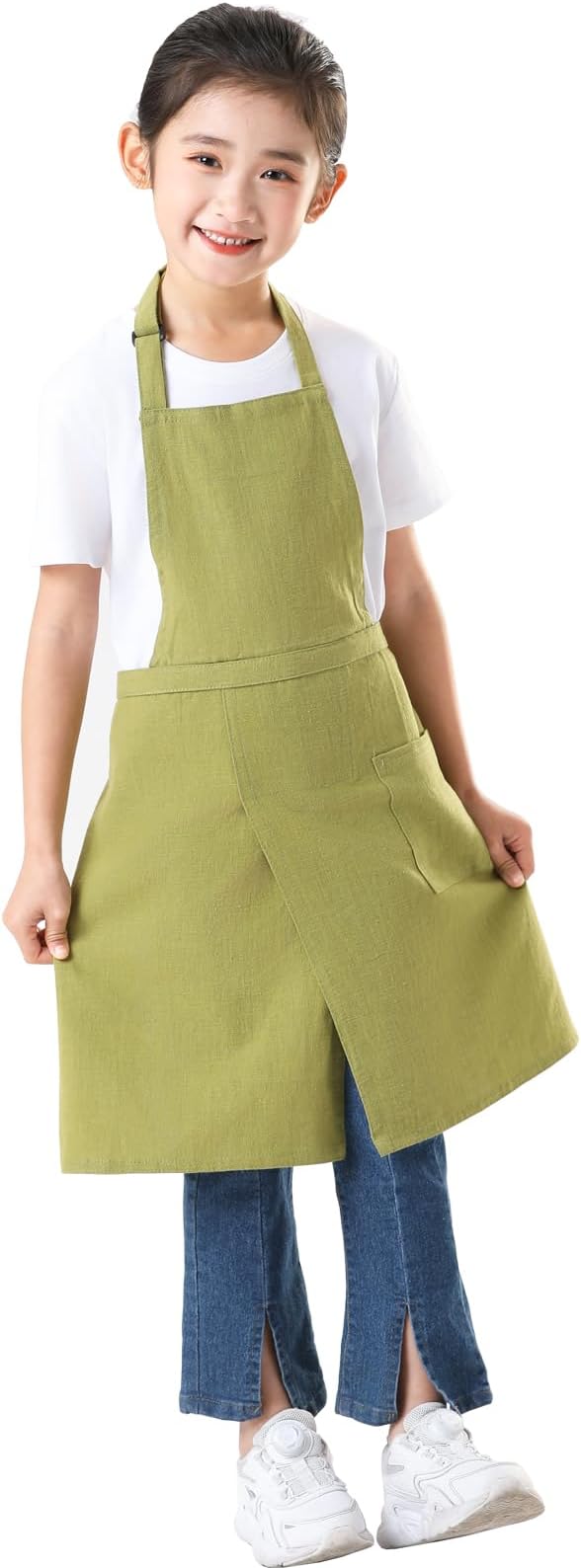 Linen Apron for women with pockets Cottion Linen Split-leg Apron for Clay Kichen Artist Pottery Gardening