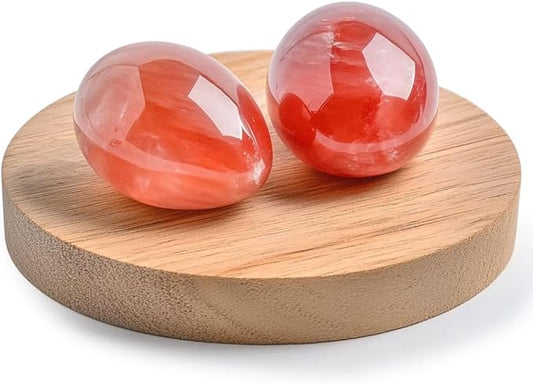 Polished Red Quartz Crystal Stones - 2 Pcs of 1.2" Worry Stone for Anxiety, Pocket Palm Stone Super Large Handpicked Natural Tumbled Gemstones for Meditation, Reiki, Chakra Healing, Home Decor