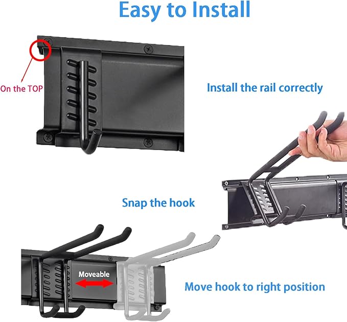 Garage Tool Organizer Wall Mount,32 inches Garden Tool Organizer with Adjustable Hooks for Garage, Basement, Shed,Shovel (Normal)