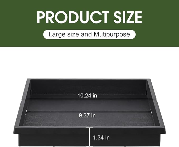 NATSUKY Square Plant Saucer 10 Inch 4 Pack, 8 10 12 14 Inch Plant Trays for Indoors Heavy Duty Plastic Flower Plants Saucers for Pots Outdoors No Holes Drip