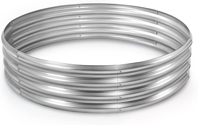 Land Guard Galvanized Raised Garden Bed Kit, Round Large Metal Galvanized Planter Raised Garden Boxes Outdoor…