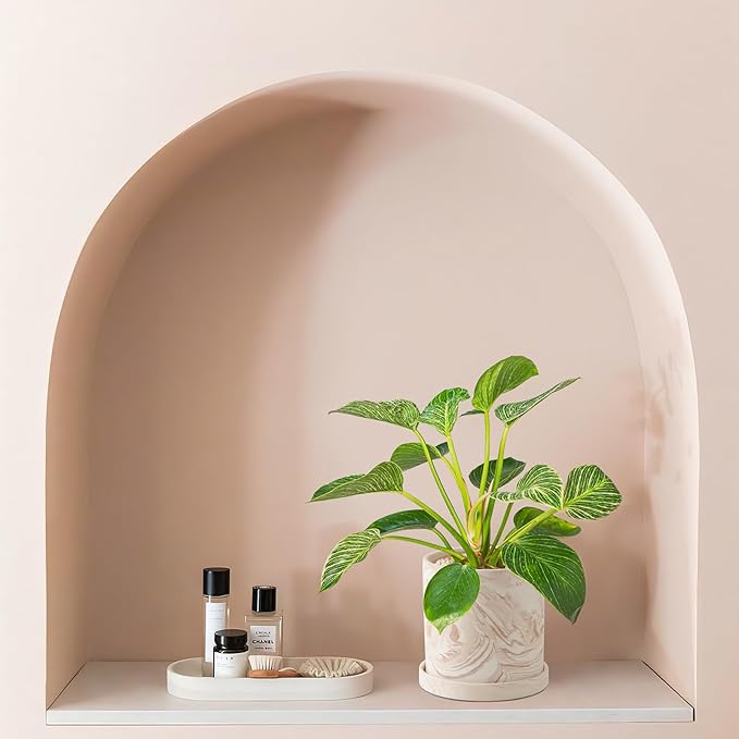 4 inch Plant Pot - Terra Cotta Flower Planters Indoor - Modern Succulents Containers with Drain Hole & Saucer, Decorate Home, Office (Pink)