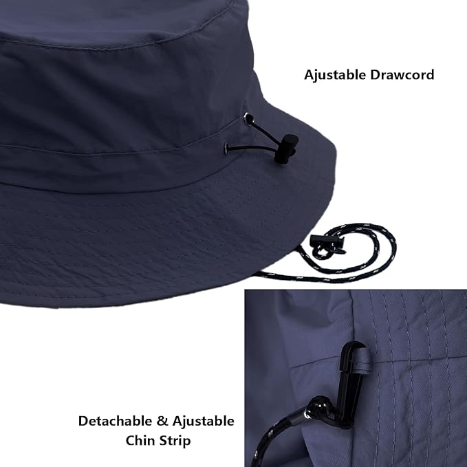 woogwin Waterproof Bucket Rain Hat with Chin Strap Quick Dry Packable Boonie Sun Hat Safari Hat UV Protection