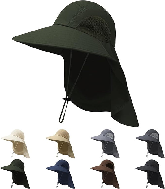 NPQQUAN Sun Hats for Men Women with Neck Flap UPF 50+ UV Protection Wide Brim Bucket Hat Safari Hiking Fishing Hats