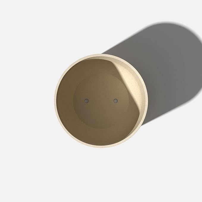 Veradek Round Lima Plastic Planter Pots for Indoor/Outdoor Garden Use, Sand Color, 5 Year Warranty