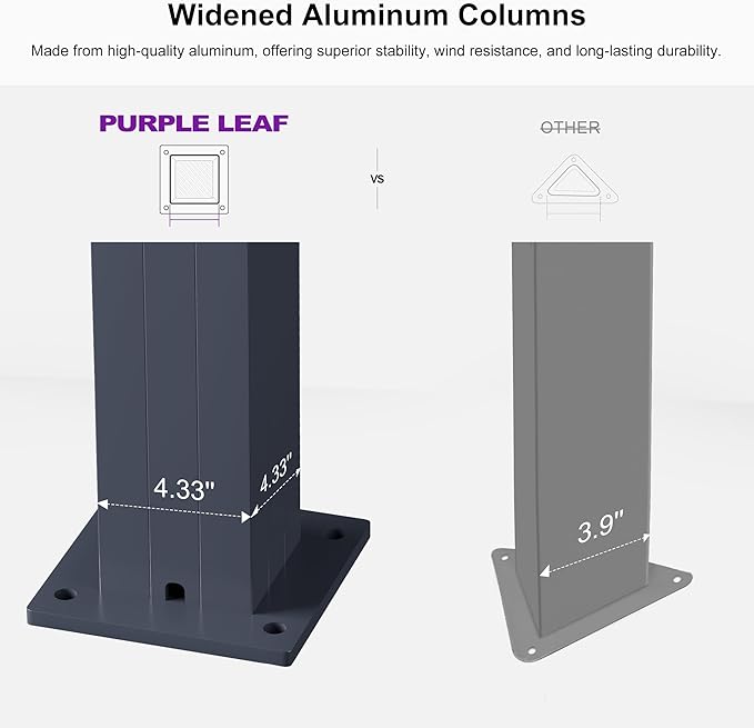 PURPLE LEAF Louvered Pergola 10' x 14' Outdoor Aluminum Pergola with Hidden Drainage System and Adjustable Sun Shade Roof Patio Hardtop Small Pergolas with String Lights for Patio Dining Side Yard