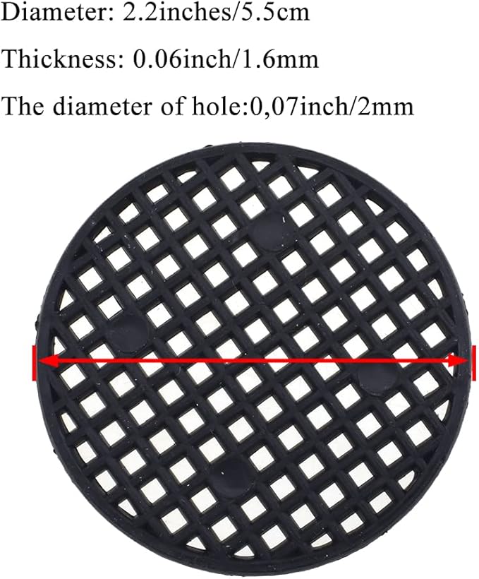 HAHIYO 50PCs 2.2Inch/5.5Cm Black Round PP Plastic Flower Pot Hole Mesh Pad Bottom Grid Mat Bonsai Drainage mesh Hole Screens Gasket Prevent Soil Loss Breathable Gasket Drainage Netting for Bonsai