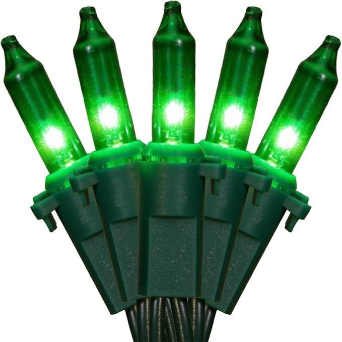 13FT 50-Count Green Halloween Lights, Incandescent Mini String Lights with Green Wire, Connectable St Patrick's Day Decorations Lights Waterproof for Indoor Outdoor Tree Garland Xmas Holiday