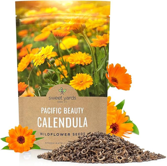 Calendula ‘Pacific Beauty Mix’ – Bulk Quarter Pound Bag – Over 12,000 Open Pollinated Non-GMO Wildflower Seeds – Calendula officinalis