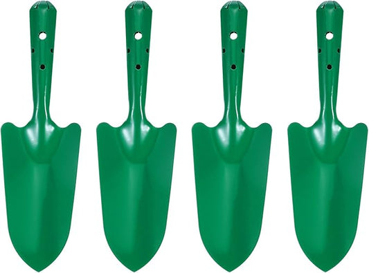HARFINGTON 4pcs Mini Colorful Metal Hand Shovel 11" x 3" Digging Trowel Set Transplanting Garden Tools for Flower Soil Digging Planting Weeding Transplanting Garden, Green