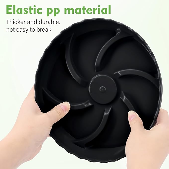 6 Pack 8 Inch Plant Trays for Pots, Raised Ridge Plant Saucers,6 10 12 14 Inch Durable Plastic Plant Pot Saucer,Black Round Plant Water Catcher Tray for Indoors and Outdoors(Black, 8‘’6pack)