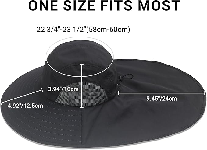 NPQQUAN Sun Hats for Men Women with Neck Flap UPF 50+ UV Protection Wide Brim Bucket Hat Safari Hiking Fishing Hats