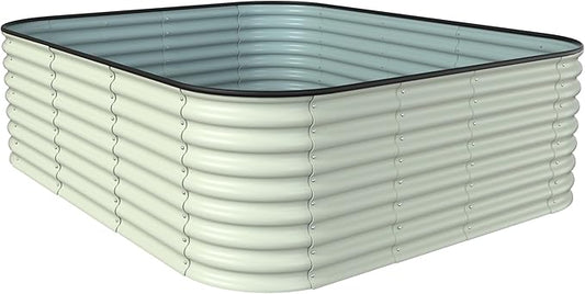 MUPATER 24''H Raised Garden Bed, Galvanized Raised Garden Bed with 3 Aluminum Support Rods, 8x4FT Modular Raised Planter Box Outdoor for Vegetables, Mutli in 1 Metal Garden Bed, Beige