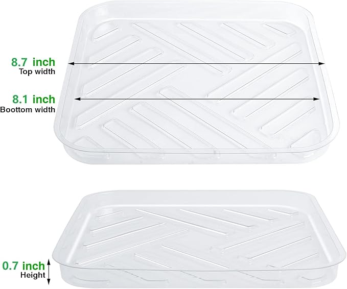 Idyllize 5 Pack 8.5 Inch of Plastic Plant Saucer, Square Clear Drip Trays for Indoors & Outdoor Plants, Durable Thick Saucer for Flower Pot (8.5")