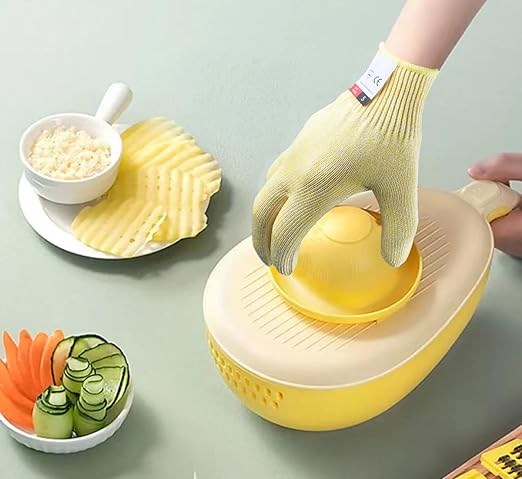 Cut Resistant Gloves, 2 Pairs of Cut Proof Gloves for Kitchen, Oyster Shucking, Fish Fillet Processing, Carving Wood and Gardening (Medium, Yellow)