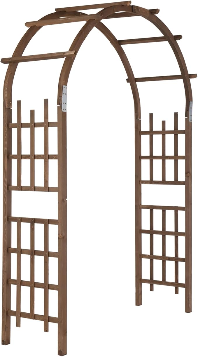 VINGLI Wooden Garden Arbor, Heavy Duty Outdoor Frame Trellis for Ceremony, Wood Trellis Garden Arch Pergola for Plant Climbing, Patio, Lawn, Wedding Ceremony