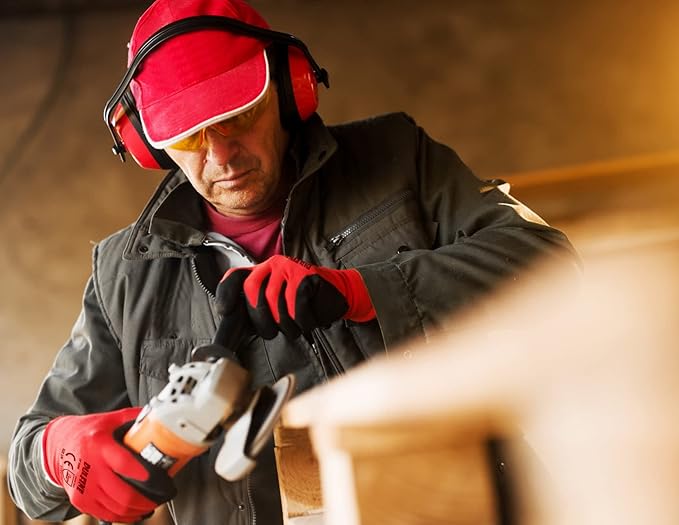 Safety Work Gloves PU Coated-60 Pairs,Red Seamless Knit Glove with Polyurethane Coated Smooth Grip on Palm & Fingers, for Men and Women, Ideal for General Duty Work (Large)