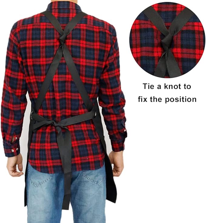 16 Oz Canvas Apron for Men - Black Heavy Duty Work Apron for Carpenters,Woodworkers,Blacksmith,BBQ,Gardener, workshop